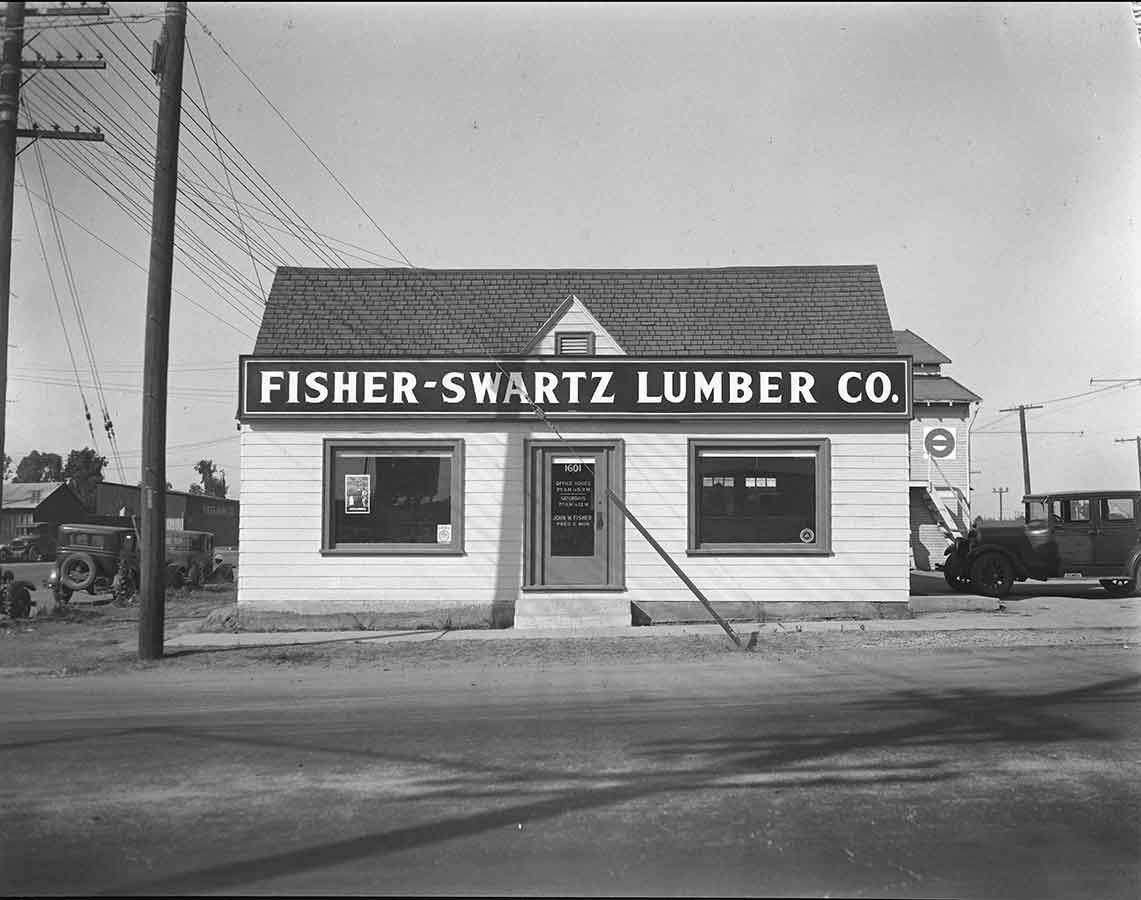 Front entrance to Fisher-Swartz Lumber