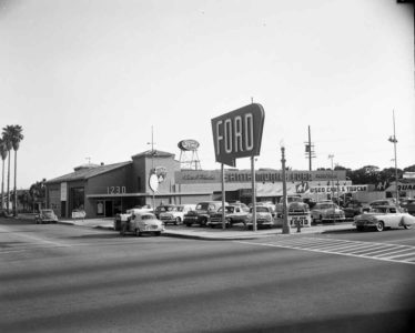 Santa Monica Ford Dealership The car lot of Santa Monica Ford dearlership